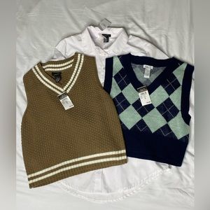 Collard shirt and sweater vests